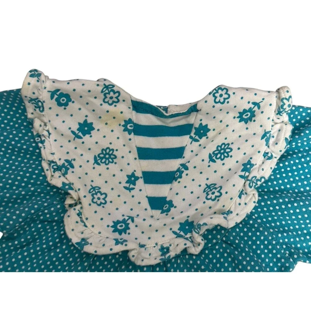 Vtg Gymboree Rainbow Tag Infant One Piece Polka Dot Floral Collar Striped Cuffs